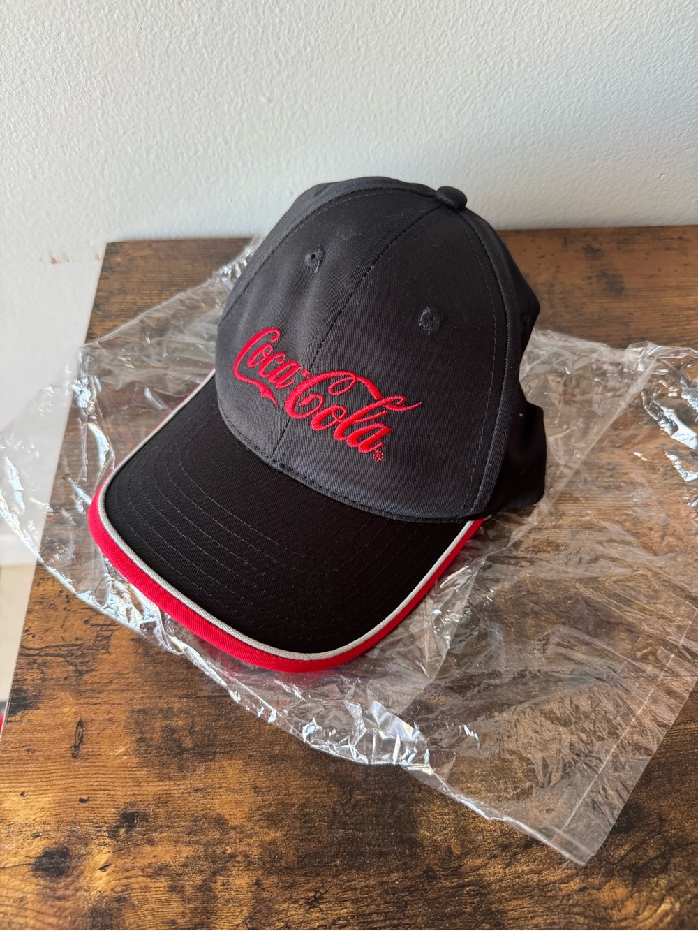 Coca Cola Black Red Sandwich Brim Baseball Cap Hat Embroidered Logo Adjustable